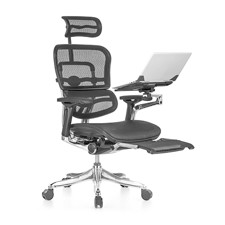 Ergohuman Elite mesh ergonomic office chair with leg rest and laptop holder
