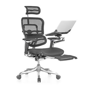 Ergohuman Luxury Mesh ergonomic office chair with legrest and laptop holder by ergohuman