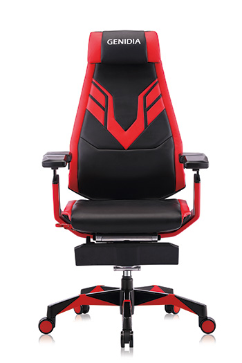 Red ergonomic gaming chair Genedia by Ergohuman front view