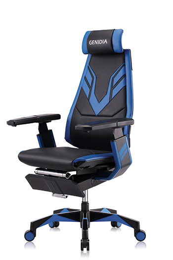 Genidia blue gaming chair front side view