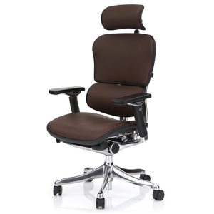 Ergohuman dark brown leather office chair left quarter view