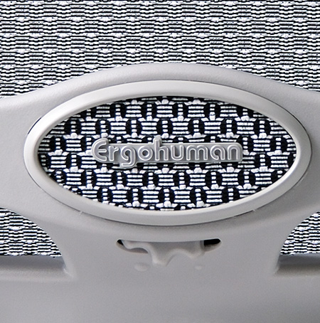 Ergohuman logo on an Ergohuman 2 Elite Platinum office chair