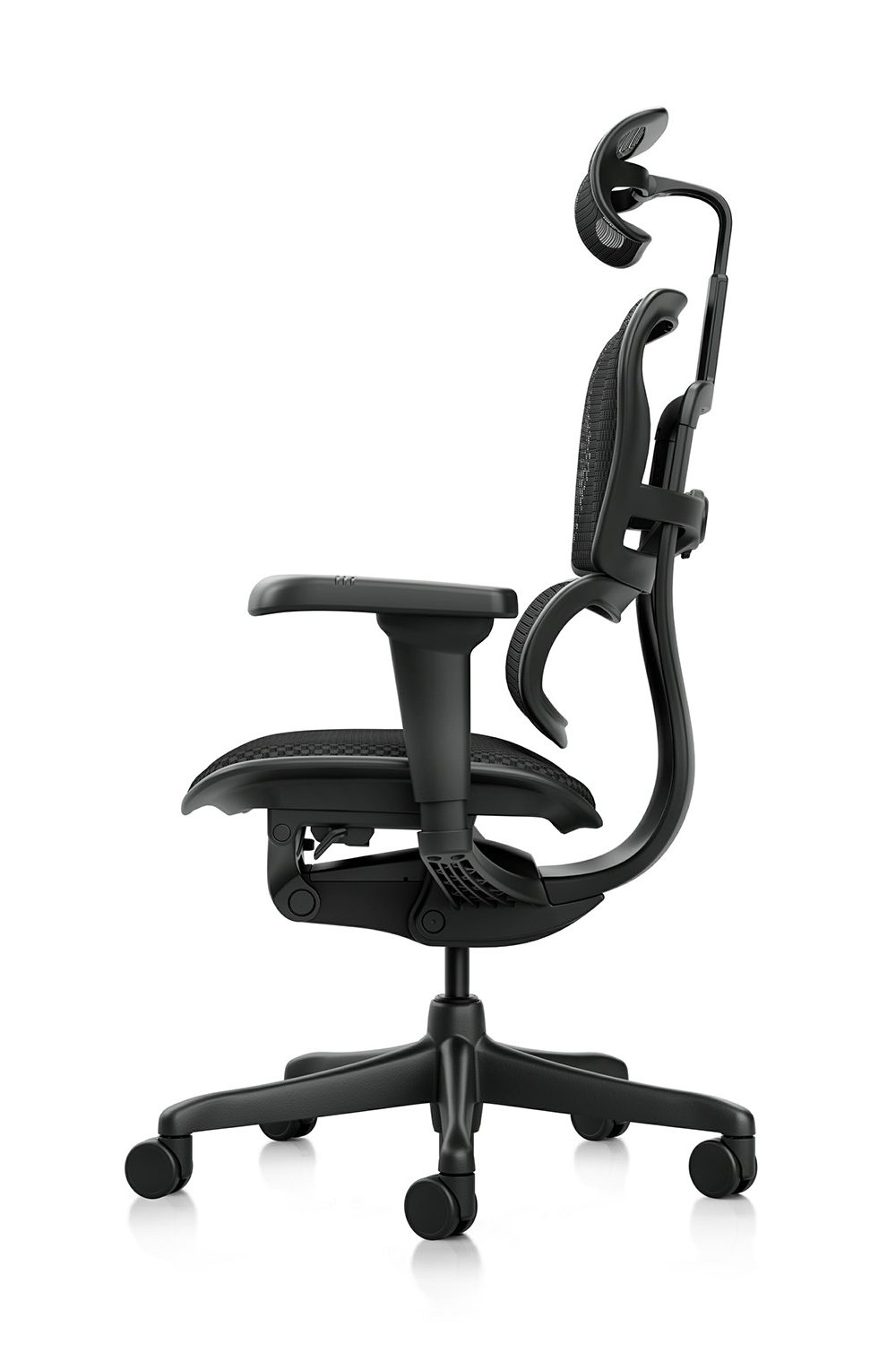 Side view of all black office chair from Ergohuman Ultra