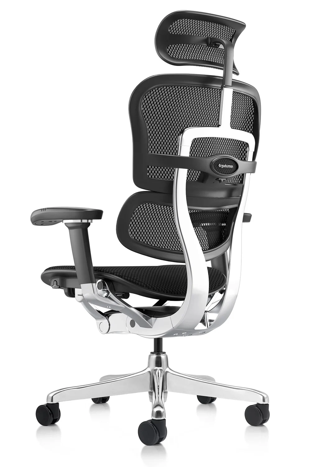 Ergohuman 2 Elite mark II office chair with fabric seat and mesh backrest left rear quarter