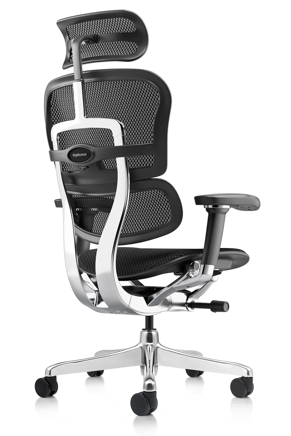 Ergohuman 2 Elite mark II office chair with fabric seat and mesh backrest side quarter view