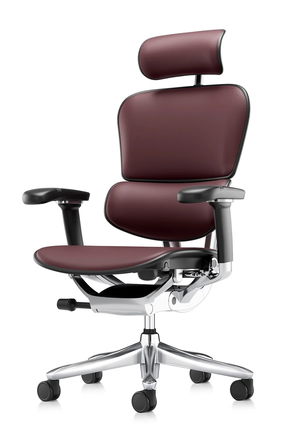 Ergonomic Office Chair Ergohuman 2 Luxury SE Leather in Burgundy left front quarter