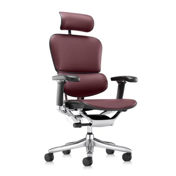 Ergonomic Office Chair Ergohuman 2 Luxury SE Leather in Burgundy right front quarter