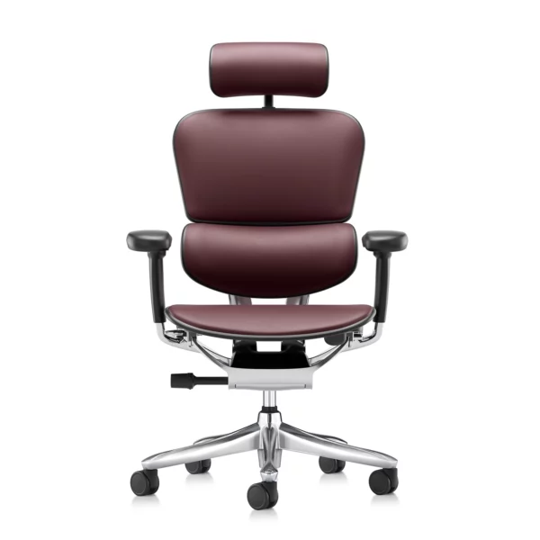 Ergonomic Office Chair Ergohuman 2 Luxury SE Leather in Burgundy front view