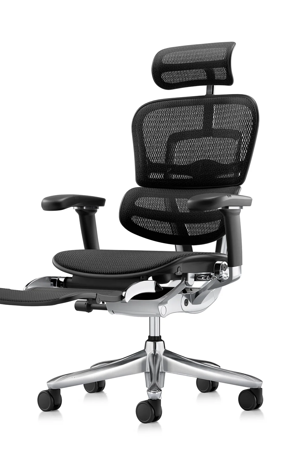 Ergonomic Office Chair Ergohuman 2 Luxury SE black with mesh and leg rest extended