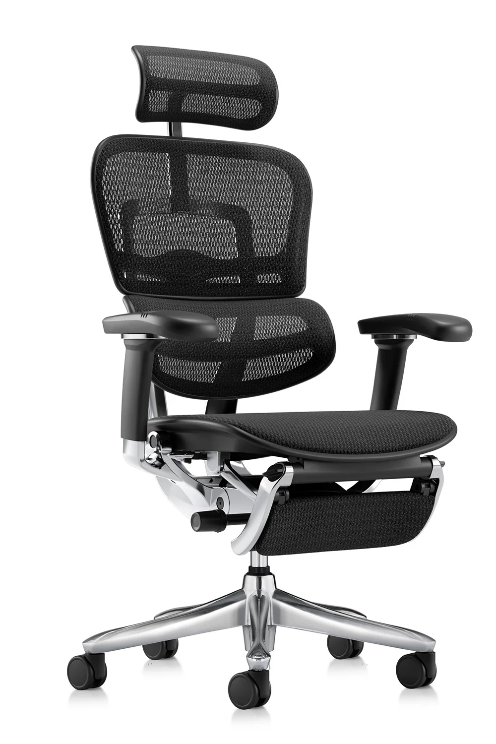 Ergonomic Office Chair Ergohuman 2 Luxury SE black with mesh and leg rest right front quarter