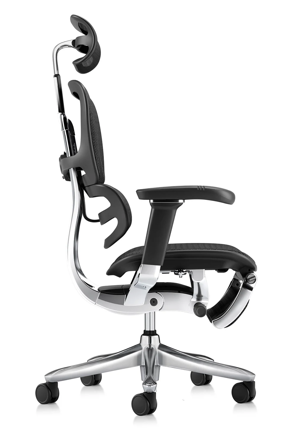 Ergonomic Office Chair Ergohuman 2 Luxury SE black with mesh and leg rest right side view
