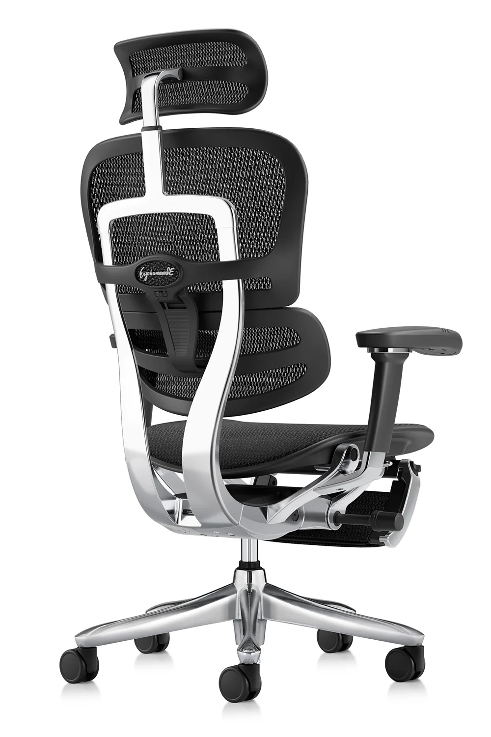 Ergonomic Office Chair Ergohuman 2 Luxury SE black with mesh and leg rest right rear quarter