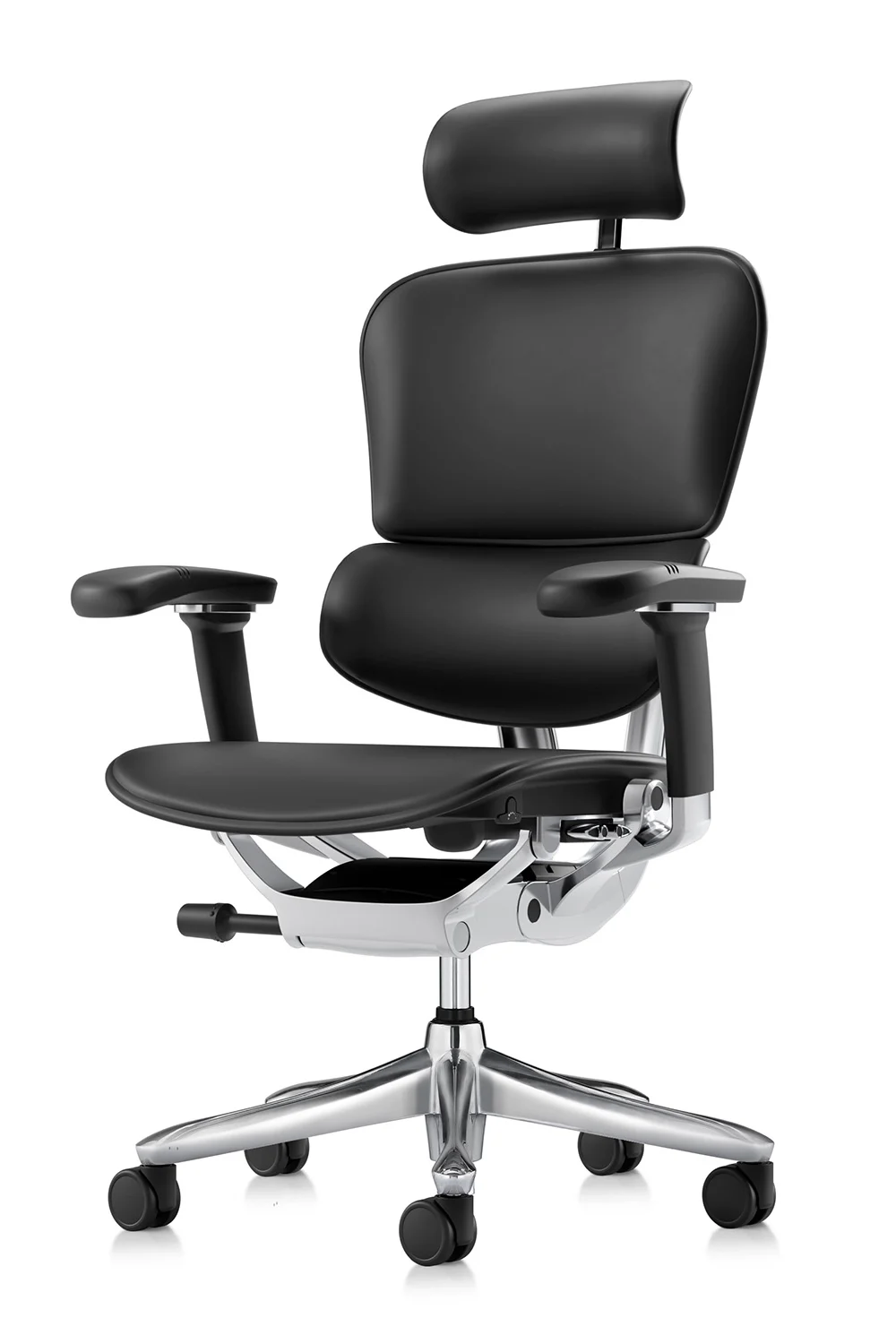 Ergonomic Office Chair Ergohuman 2 Luxury SE in Black Leather left front quarter