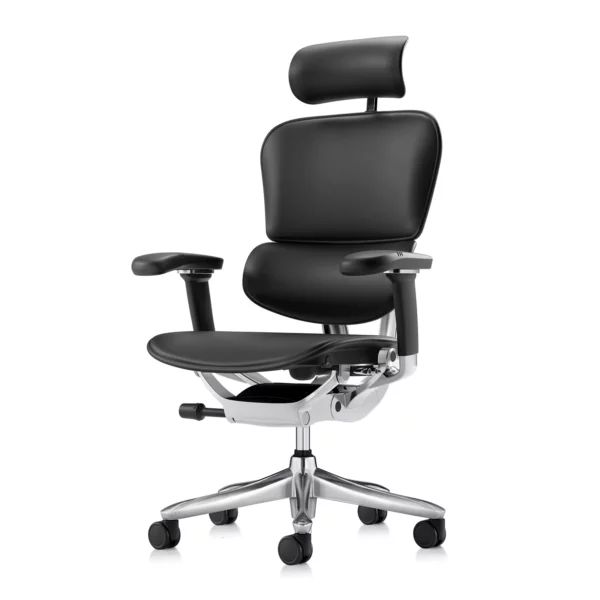 Ergonomic Office Chair Ergohuman 2 Luxury SE in Black Leather left front quarter